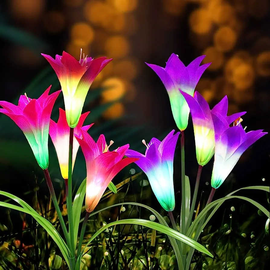 Соларна лампа цвете Лилия, Цветни светлини, 70см | Iguana.bg 1