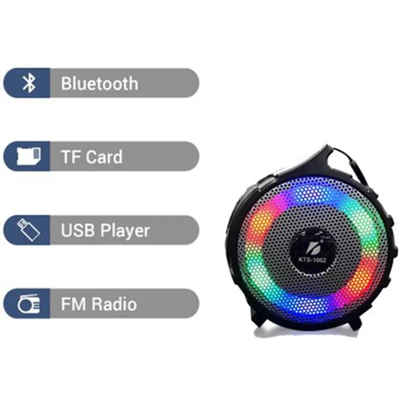 Преносима безжична колонка KTS-1662, 5.1 см, Bluetooth, TF card, USB player, FM radio, Черна | Iguana.bg 4