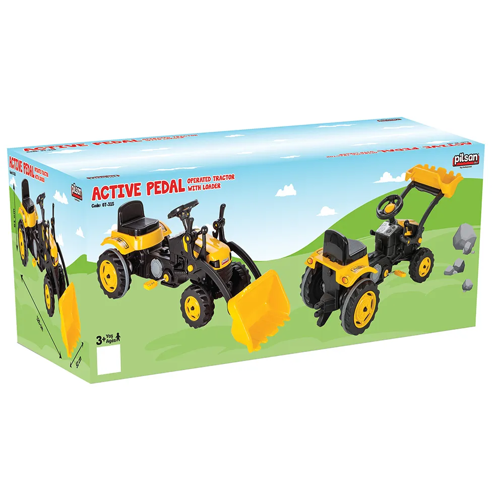 Детски трактор с педали Active, Жълт с Гребло, до 50кг | Iguana.bg 4