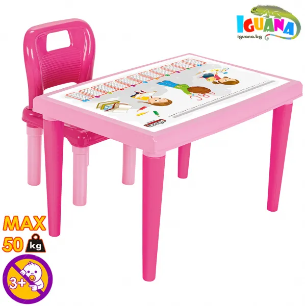 Комплект Детска маса и сгъваемо столче Modern, Розови, за деца над 3 години | Iguana.bg 1