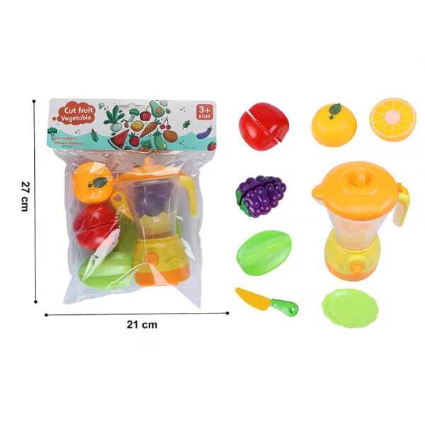 Детски кухненски комплект, 4 плодчета за рязане, ножче, чиния и блендер 1