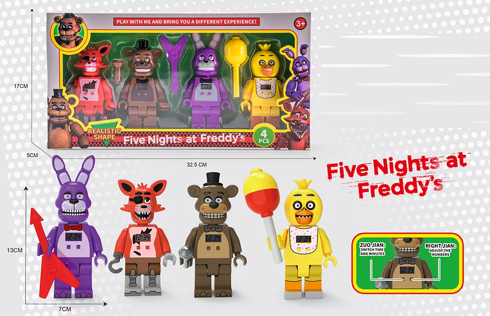 Детски комплект фигури Five Nights at Fredy’s, електронен часовник, 4 фигури 2