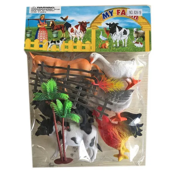 Комплект домашни животни с ограда от фермата 6 броя 