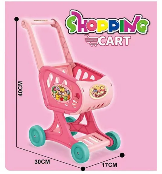 Детска количка за пазаруване с продукти, сглобяема 1