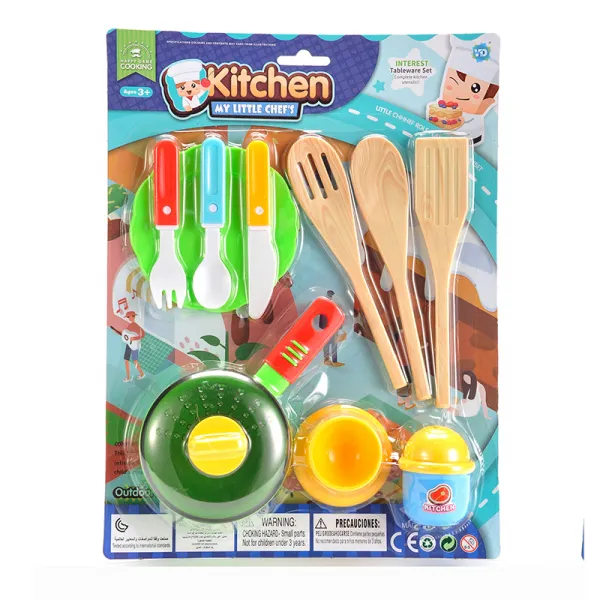 Детски кухненски комплект с дървени прибори 10 части  1