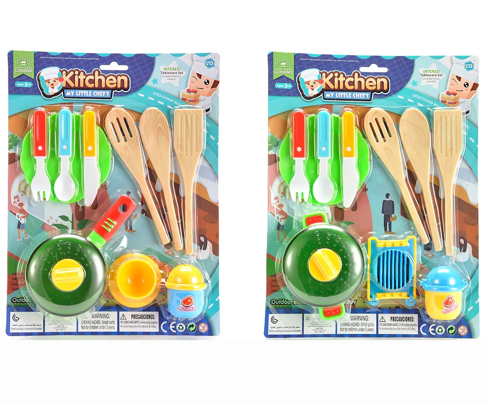 Детски кухненски комплект с дървени прибори 10 части  2