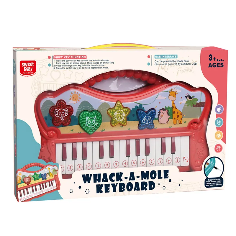 Детско Пиано със светещи клавиши и животинки, звуци и мелодии 2