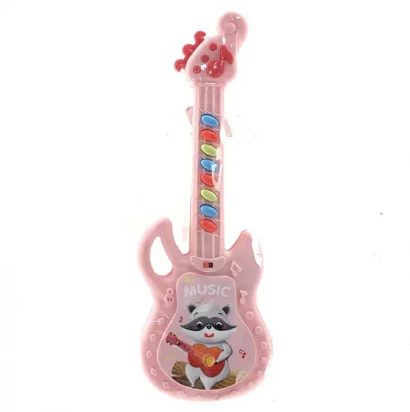 Детска розова китара, мелодии и звуци, 30 х 10 х 2см 1