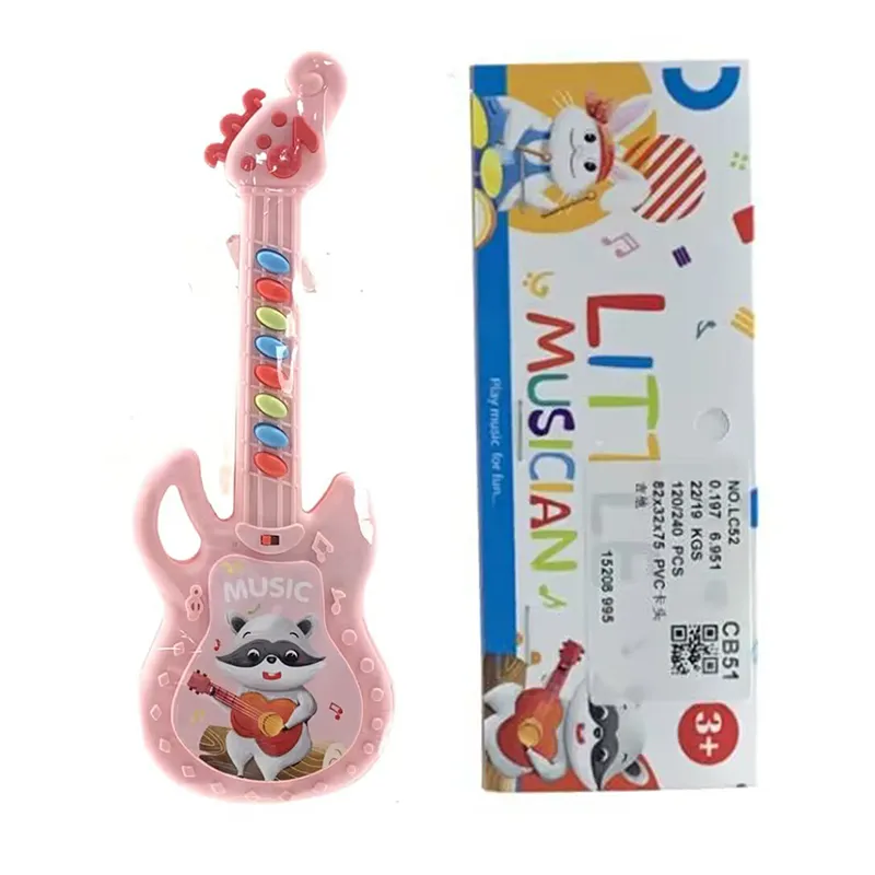 Детска розова китара, мелодии и звуци, 30 х 10 х 2см 2