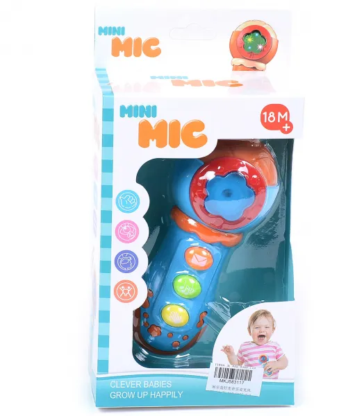 Бебешки музикален микрофон, 3 цвята, мелодии и светлини