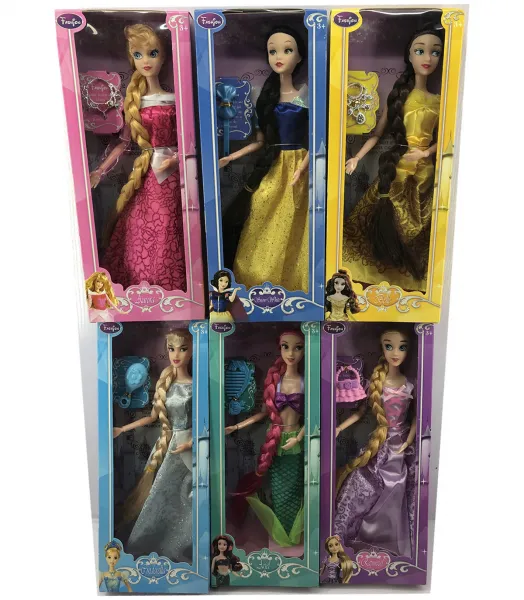 Кукли Принцеси с дълги плитки, героини анимации, 6 вида