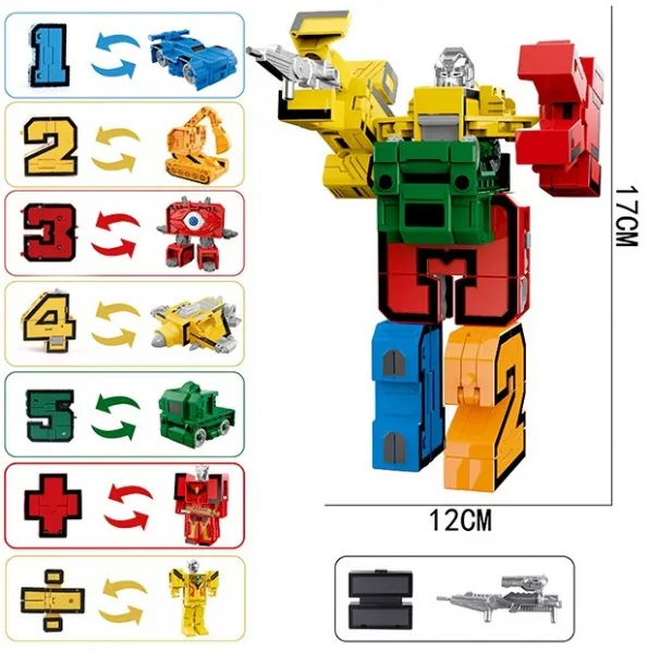 Трансформър робот с цифри и знаци, 9 части 1