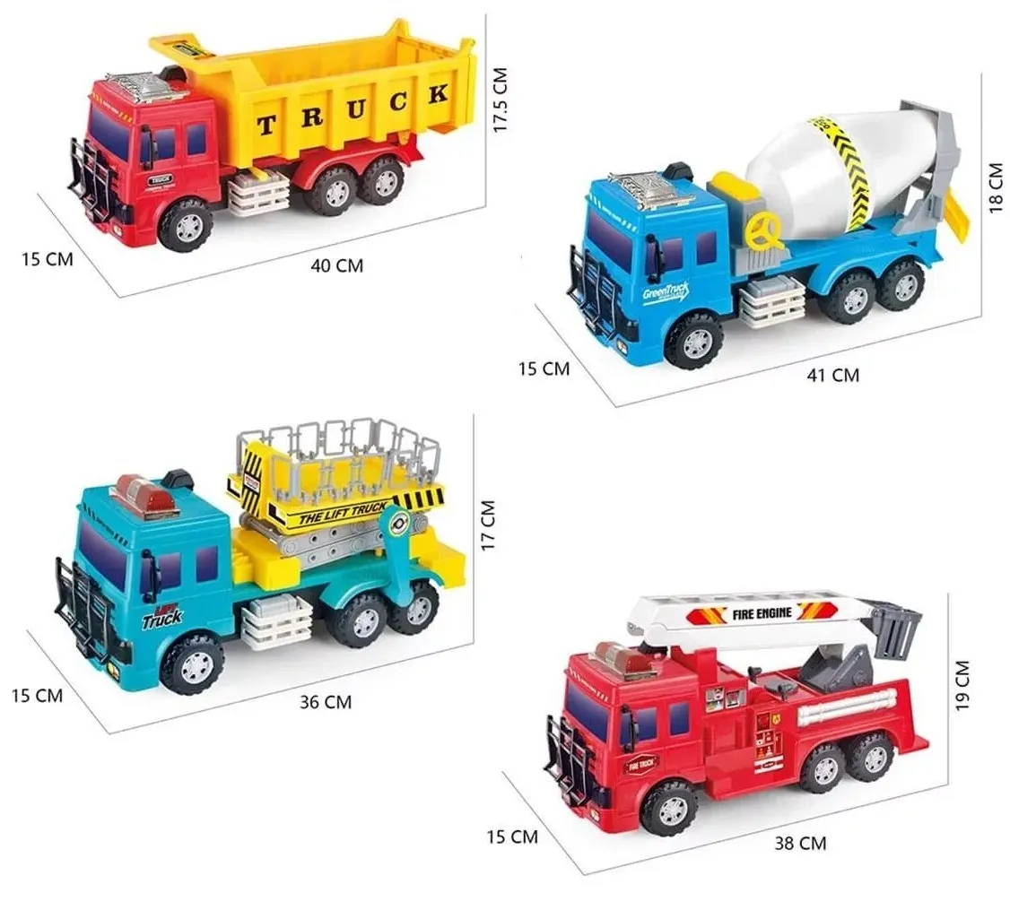 Големи строителни машини, Камион, Бетоновоз, Камион с вишка и Пожарна , 4 модела  1