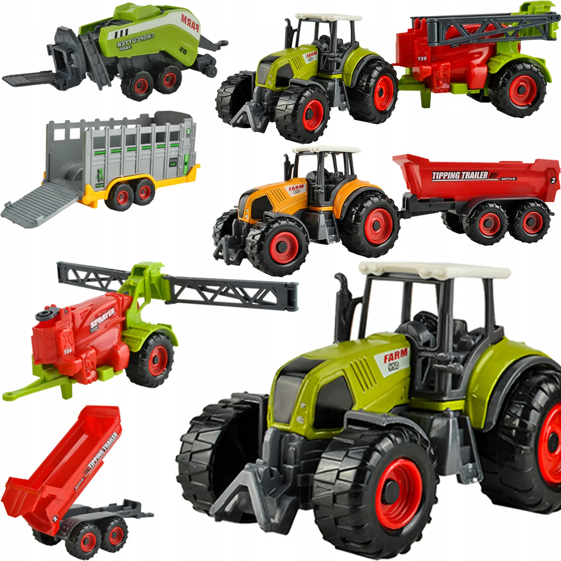 Детски фермерски комплект 6в1 трактори с ремаркета 15