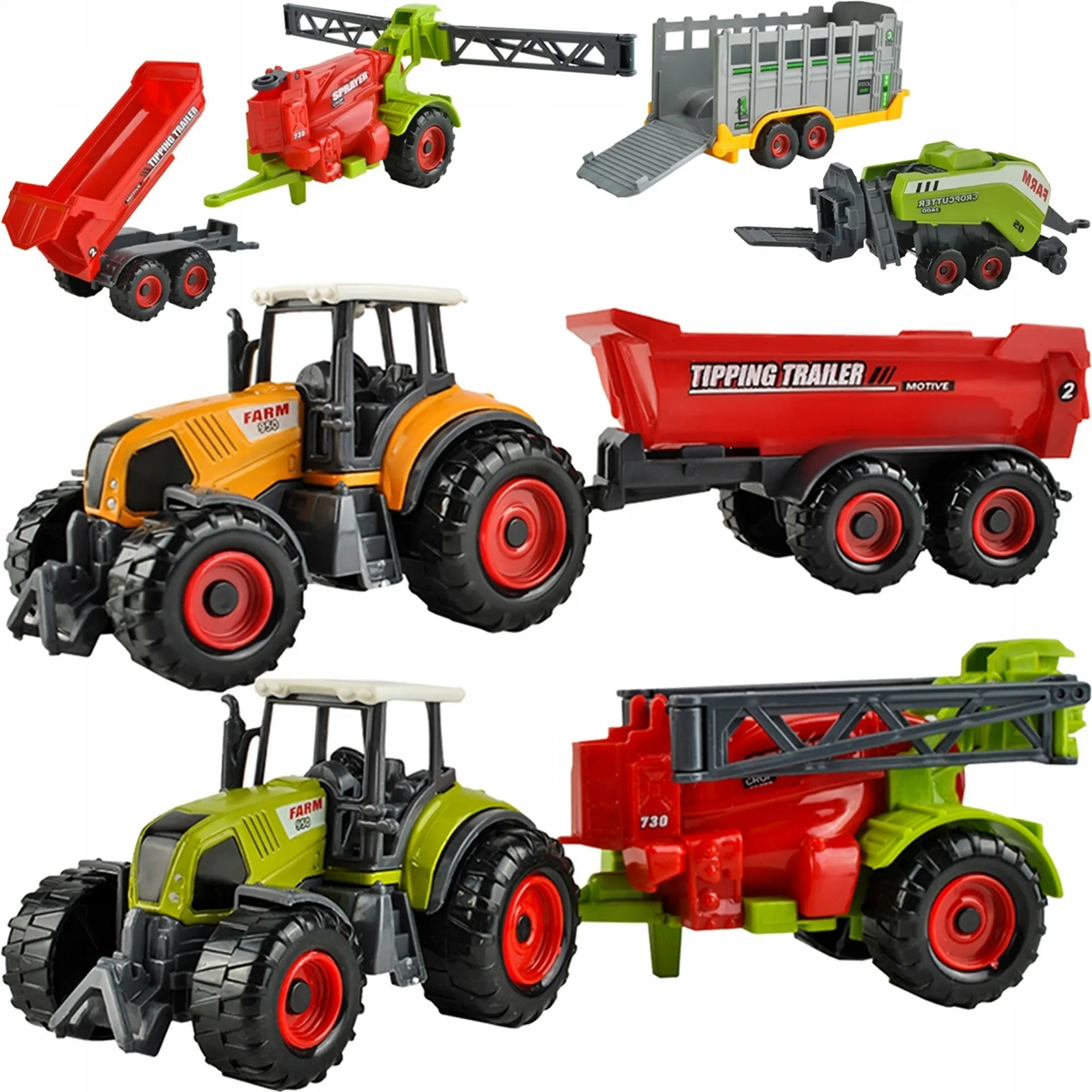 Детски фермерски комплект 6в1 трактори с ремаркета 16