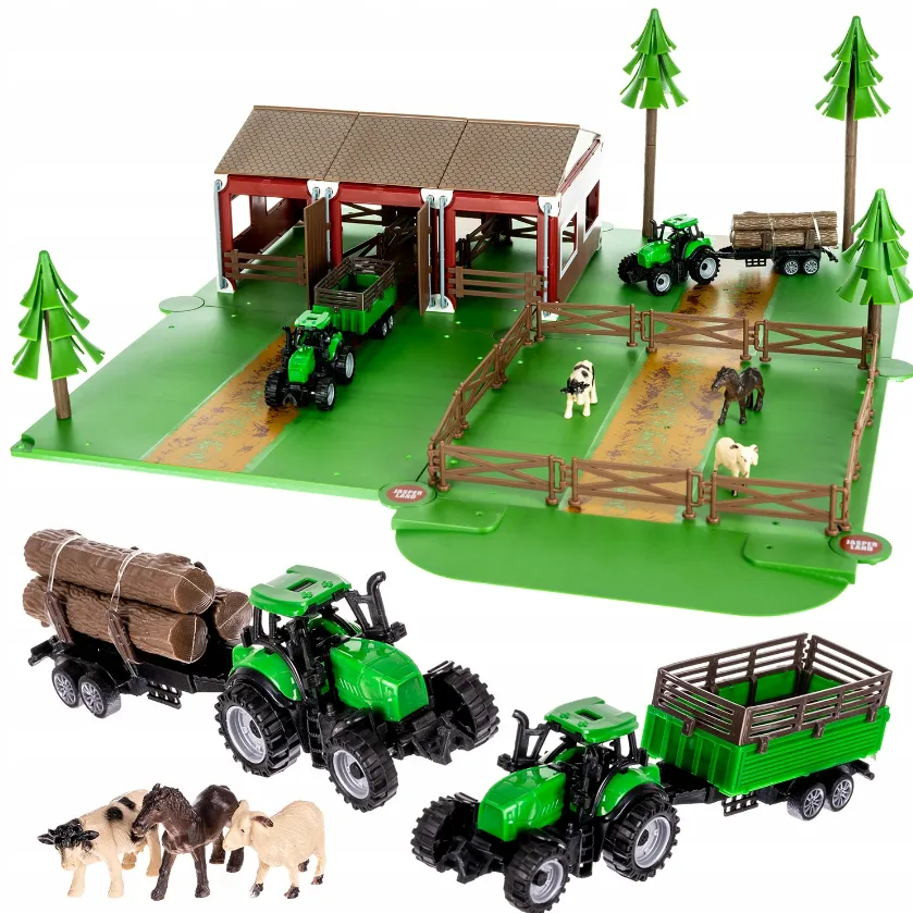 Детска ферма с 3 животни, 2 трактора с ремаркета и сгради 102 части | Iguana.bg 8