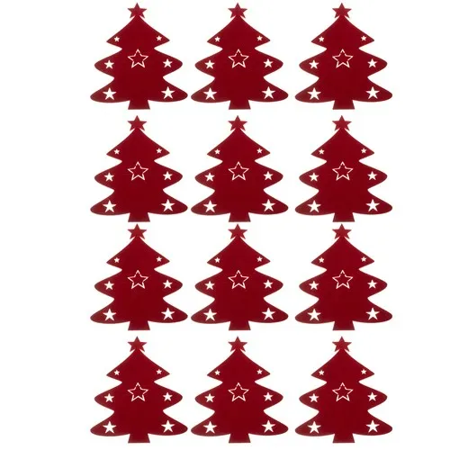 Коледни подложки за прибори, 12 части, коледен комплект калъфи от филц, Коледен Подарък 6