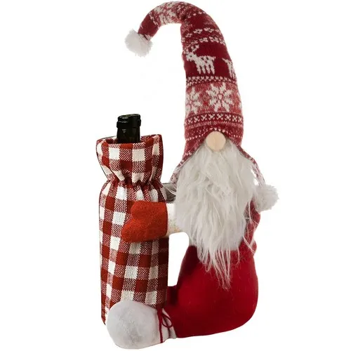 ГОЛЯМ Коледен елф с чанта за бутилка, коледно елфче с калъф за шише, 55х18х22см, Коледен подарък  6