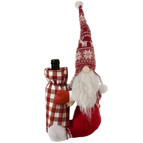 ГОЛЯМ Коледен елф с чанта за бутилка, коледно елфче с калъф за шише, 55х18х22см, Коледен подарък  10