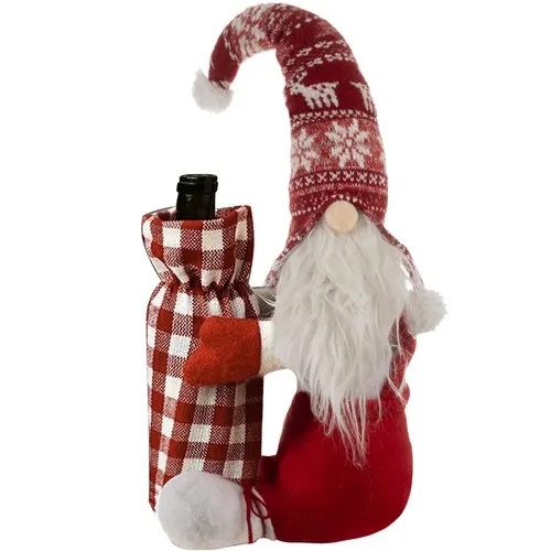ГОЛЯМ Коледен елф с чанта за бутилка, коледно елфче с калъф за шише, 55х18х22см, Коледен подарък  14