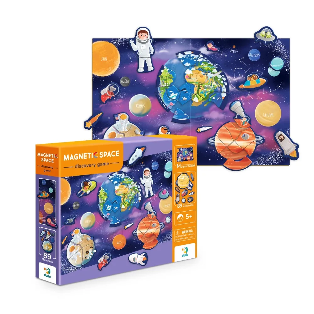 Магнитна игра Космос, 89 елемента, настолна образователна игра с магнитна дъска, DODO 2