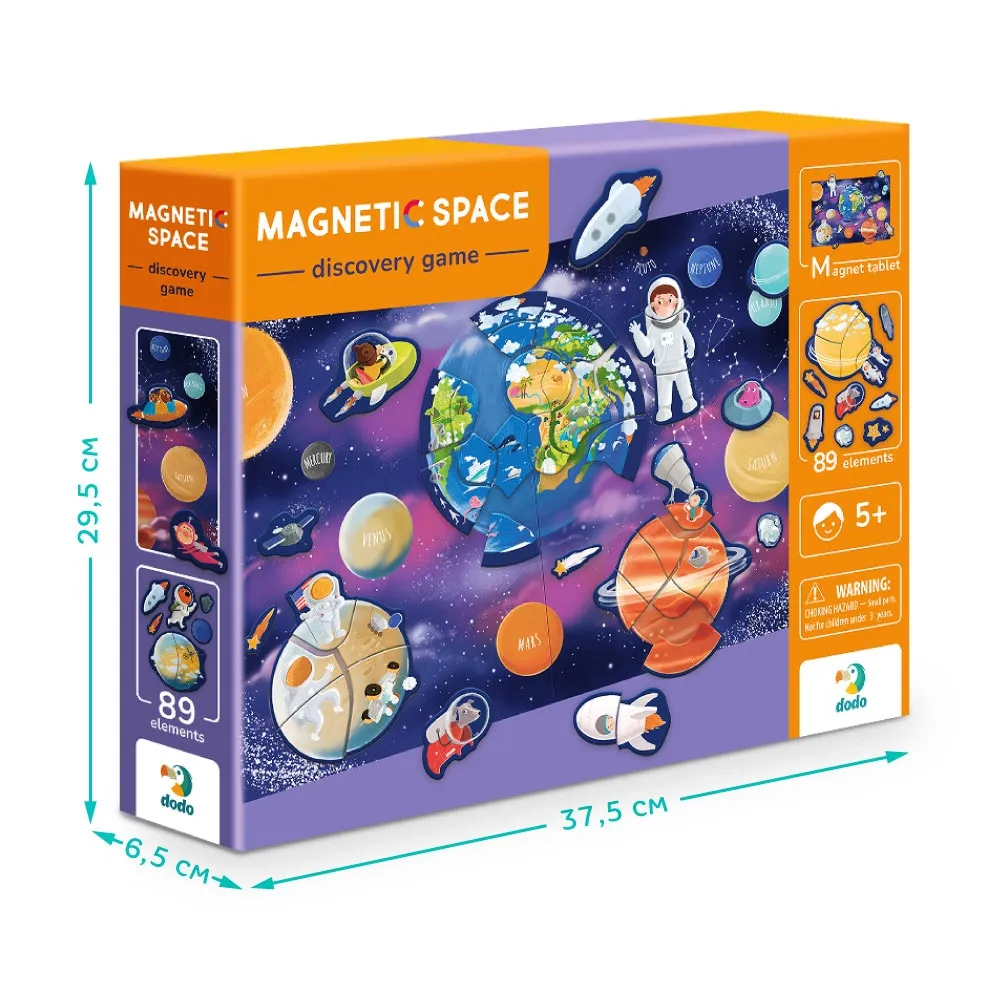 Магнитна игра Космос, 89 елемента, настолна образователна игра с магнитна дъска, DODO 7