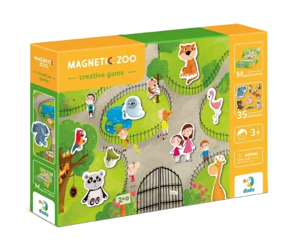 Магнитна игра Зоопарк, 35 елемента, настолна образователна игра с магнитна дъска, DODO 1
