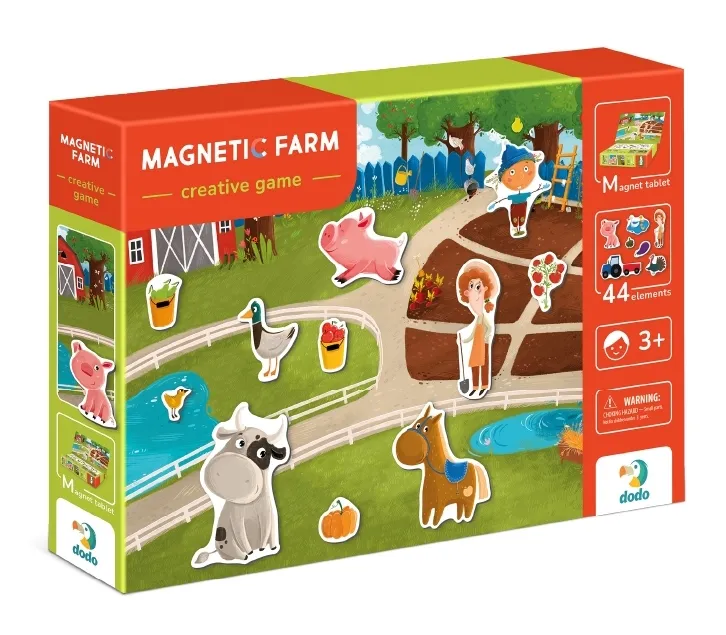 Магнитна игра Ферма, 44 елемента, настолна образователна игра с магнитна дъска, DODO 1