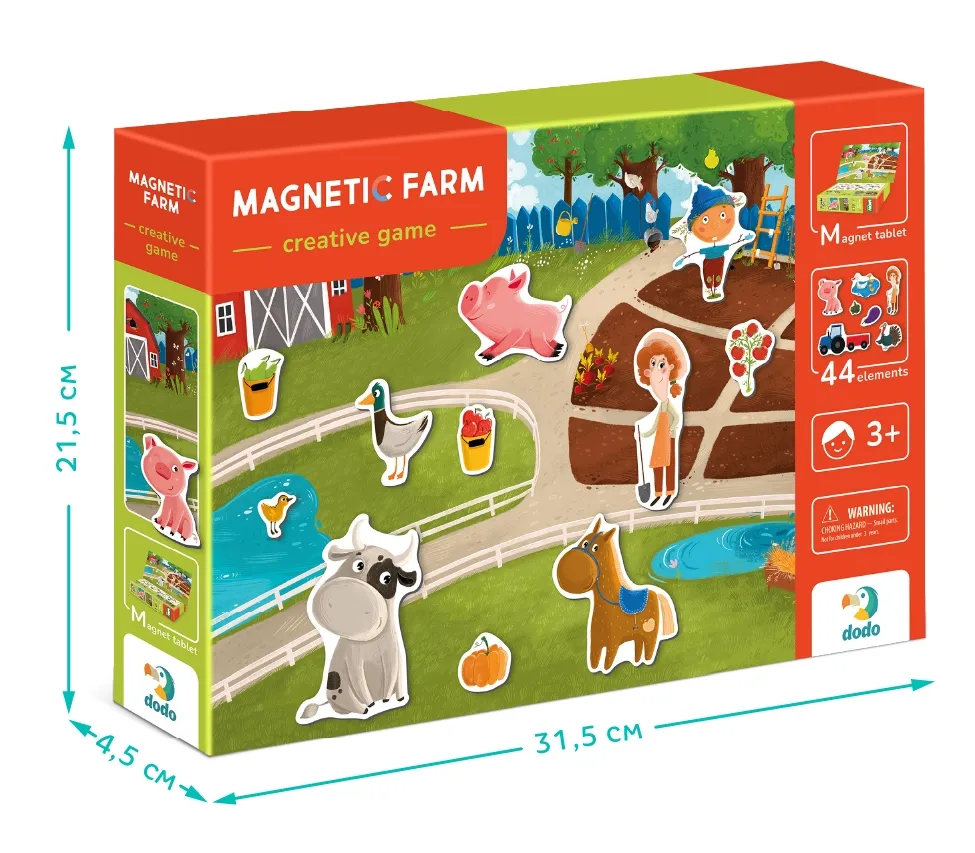 Магнитна игра Ферма, 44 елемента, настолна образователна игра с магнитна дъска, DODO 5