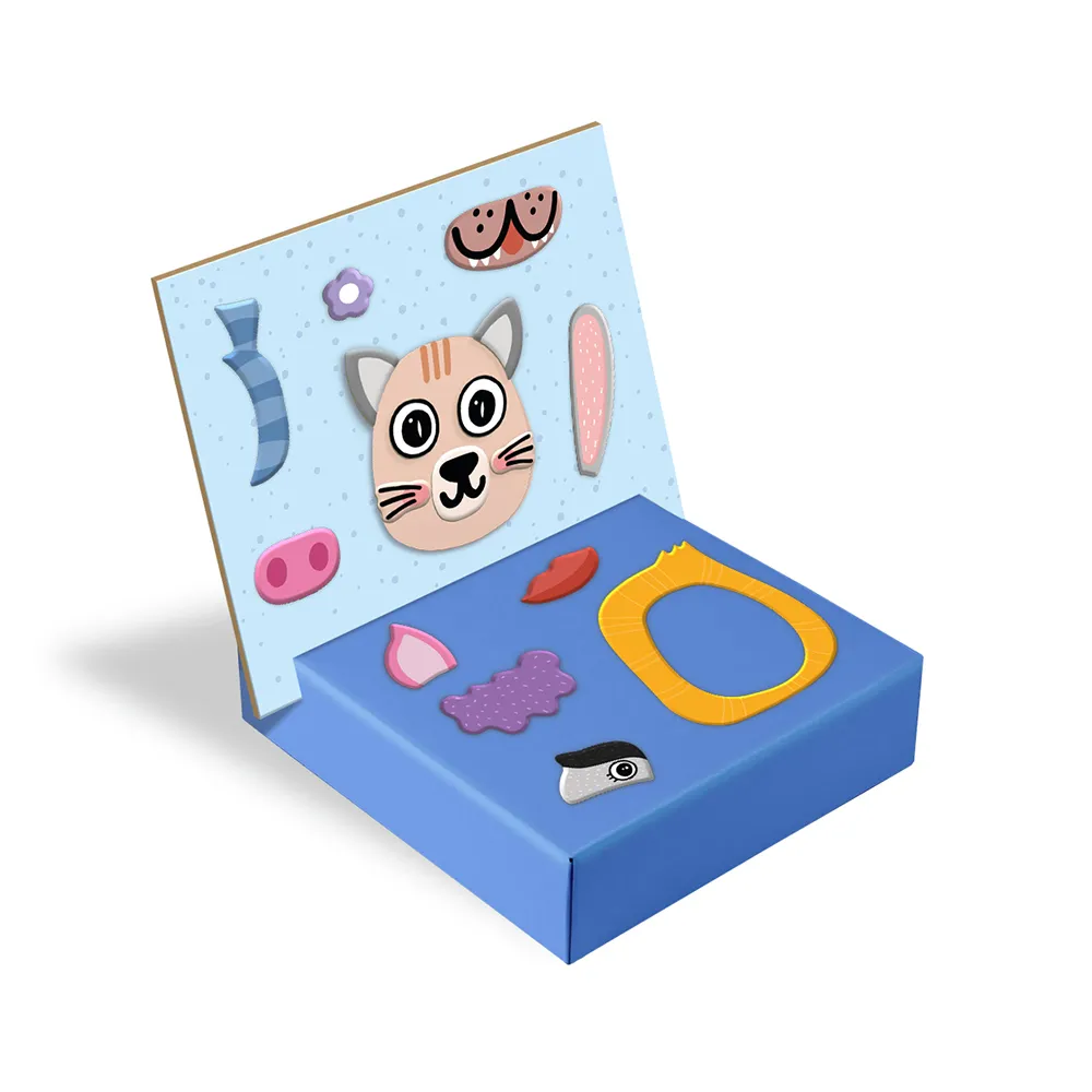 Магнитна игра Лица на Животни, 77 елемента, настолна образователна игра с магнитна дъска, DODO 4