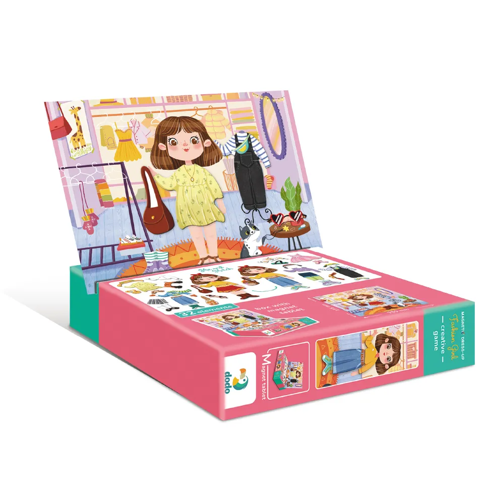 Магнитна игра Модно Момиче, 32 елемента, настолна образователна игра с магнитна дъска, DODO 3