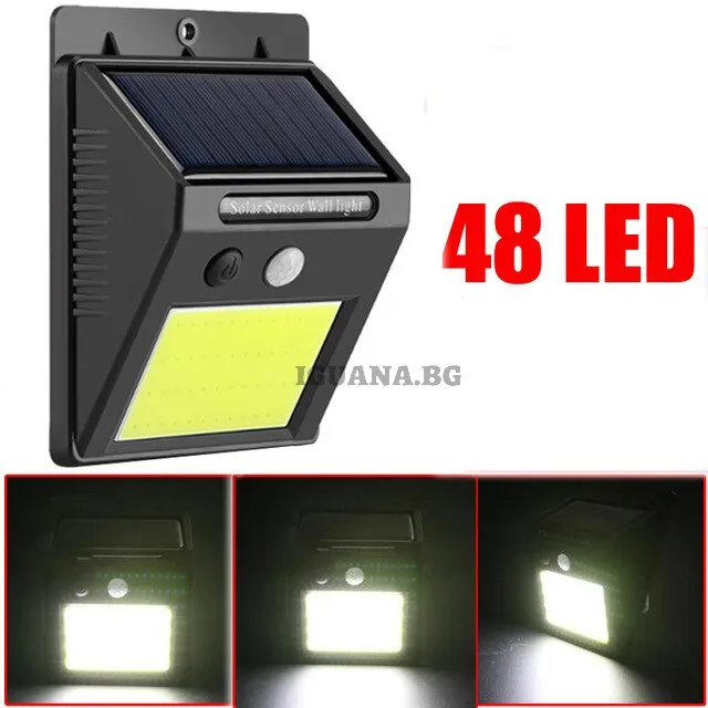 Соларна LED лампа 48 диода със сензор за движение 6