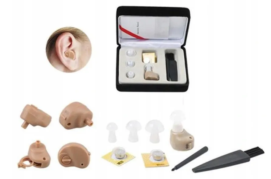 Мини слухов апарат WEINBERGER Germany, 3 накрайника, 2 батерии, четчица, кадифена кутийка 3