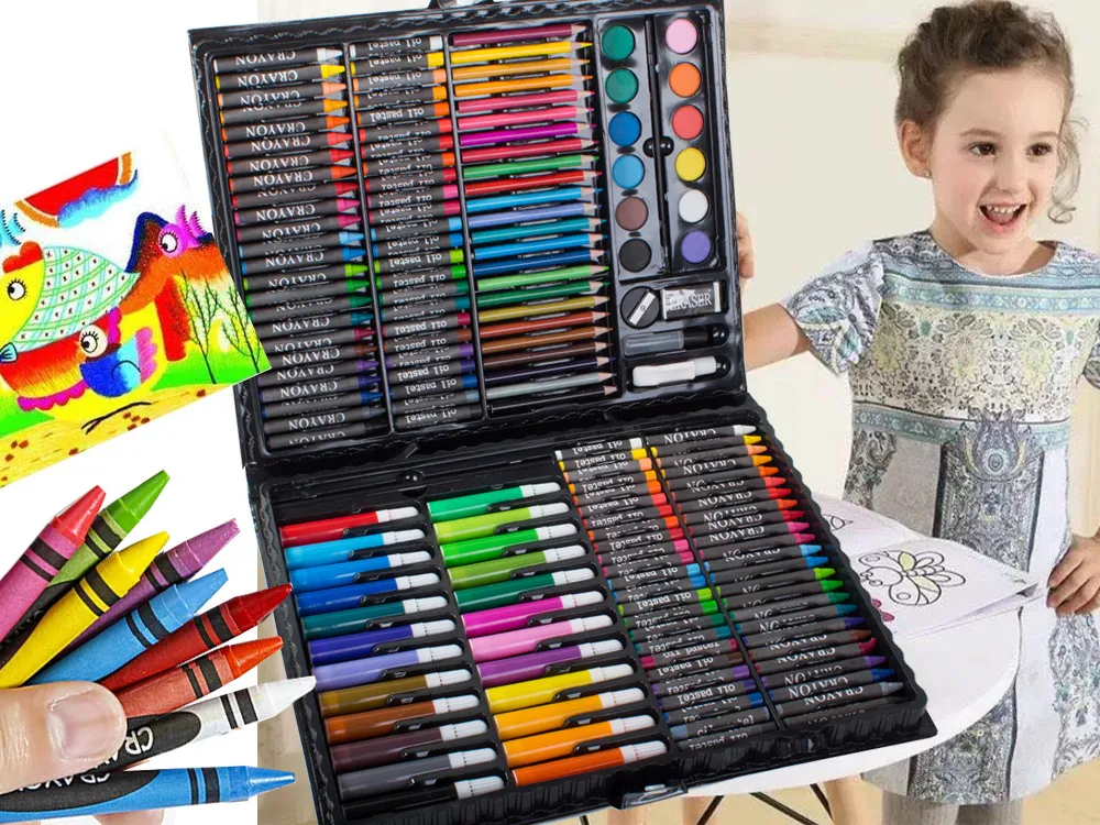 Детски Комплект за рисуване и оцветяване в куфар 168 части, Два цвята | Iguana.bg 18