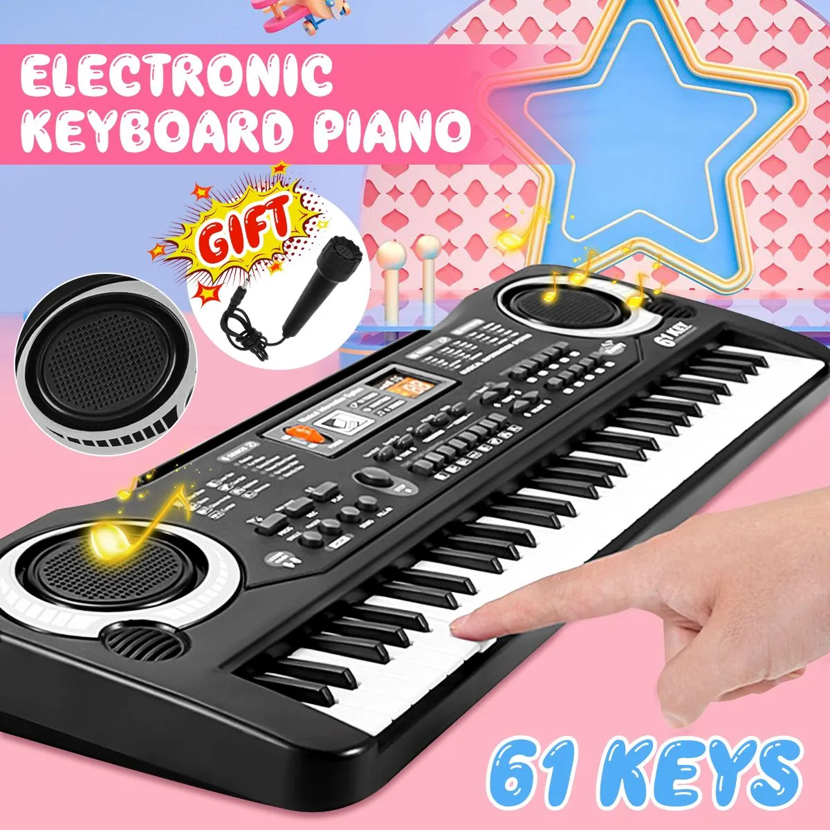 Голямо електронно пиано 61 клавиша с микрофон, мултифункционален синтезатор MQ-6106 4