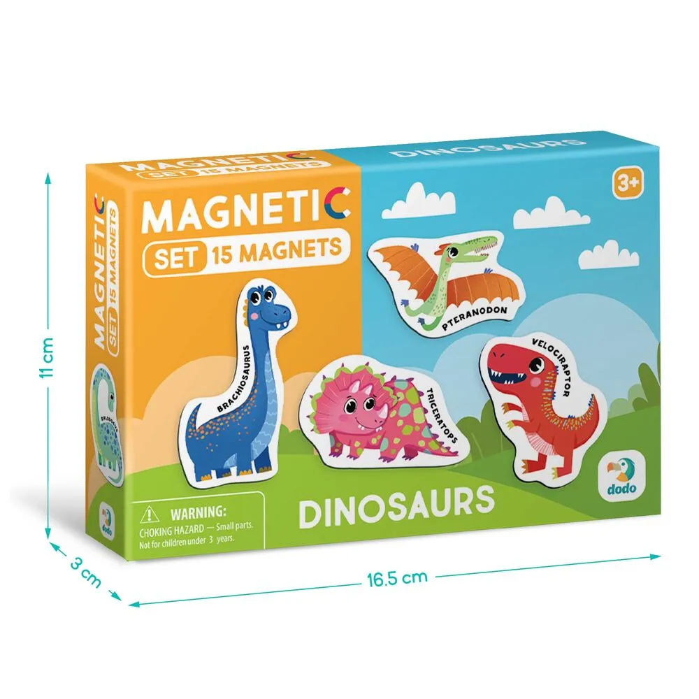 Магнити Динозаври, 15 елемента комплект, DODO 3