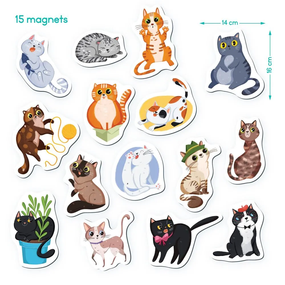 Магнити Забавни котки, 15 елемента комплект, DODO 2