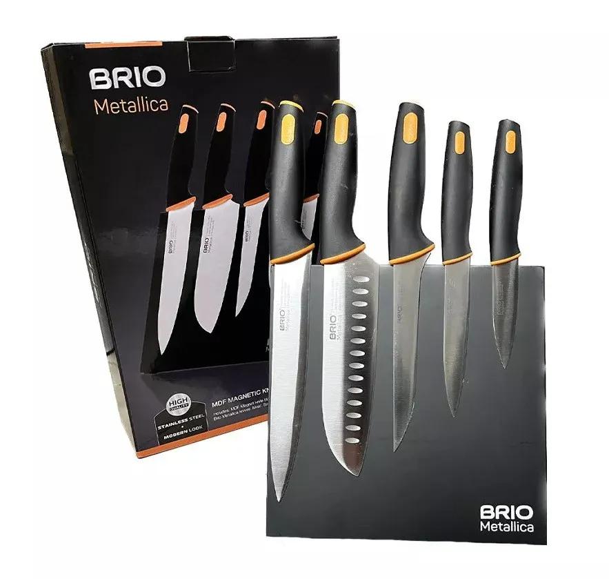 Ножове с магнитна стойка, поставка, комплект 6 части кухненски нож Луксозен BRIO  2