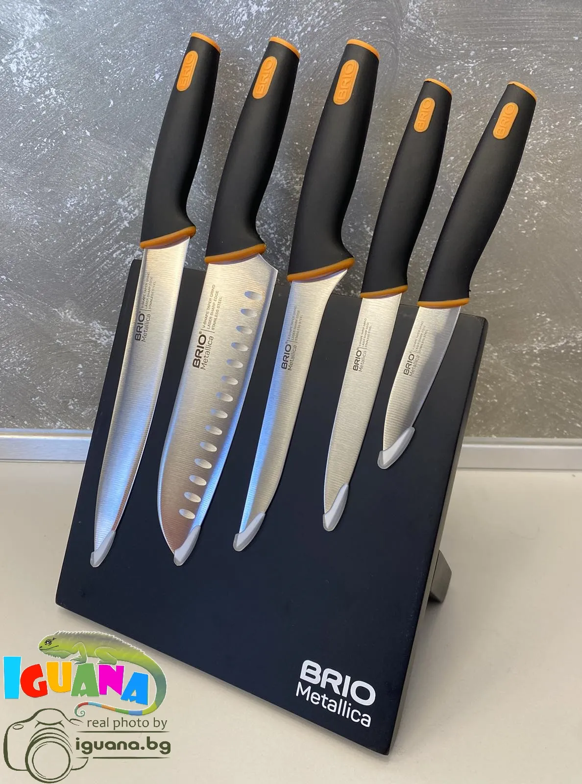 Ножове с магнитна стойка, поставка, комплект 6 части кухненски нож Луксозен BRIO  3