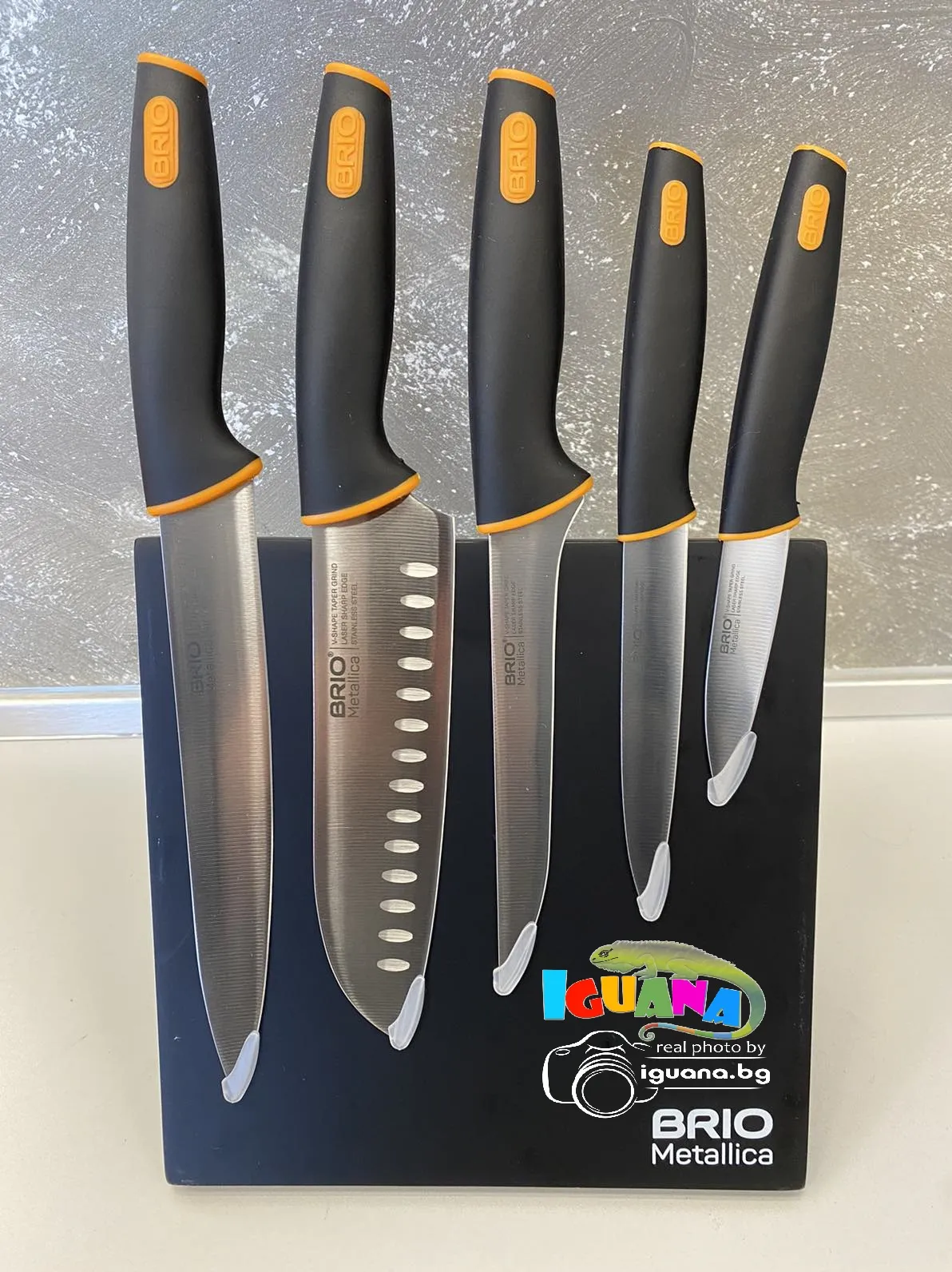 Ножове с магнитна стойка, поставка, комплект 6 части кухненски нож Луксозен BRIO  4
