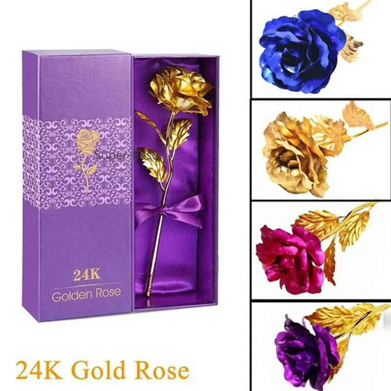 Златна роза 24 карата покритие със стойка LOVE 4