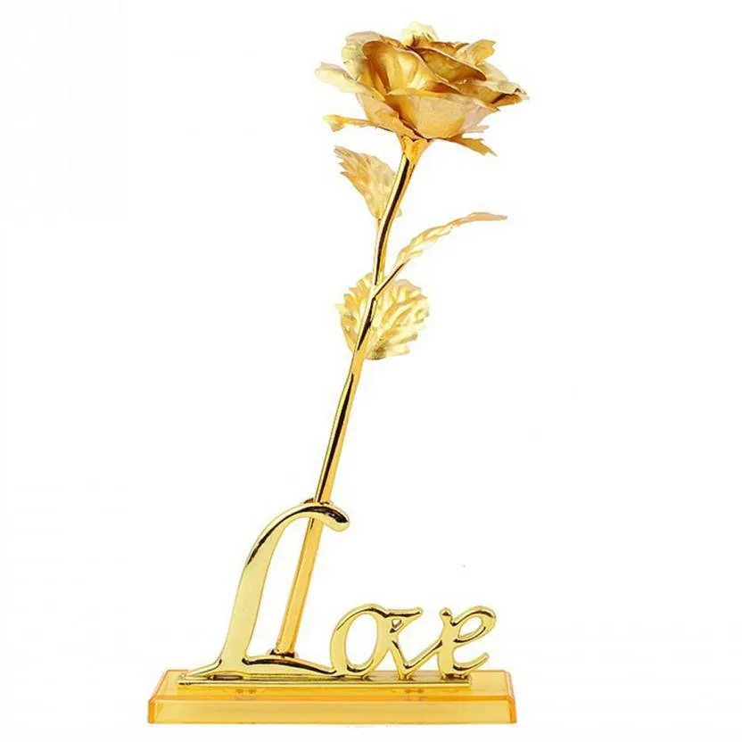Златна роза 24 карата покритие със стойка LOVE 6