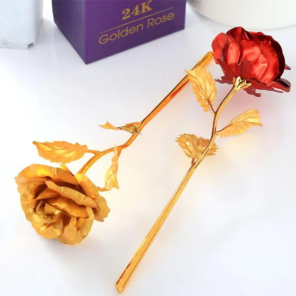 Златна роза 24 карата покритие със стойка LOVE 8