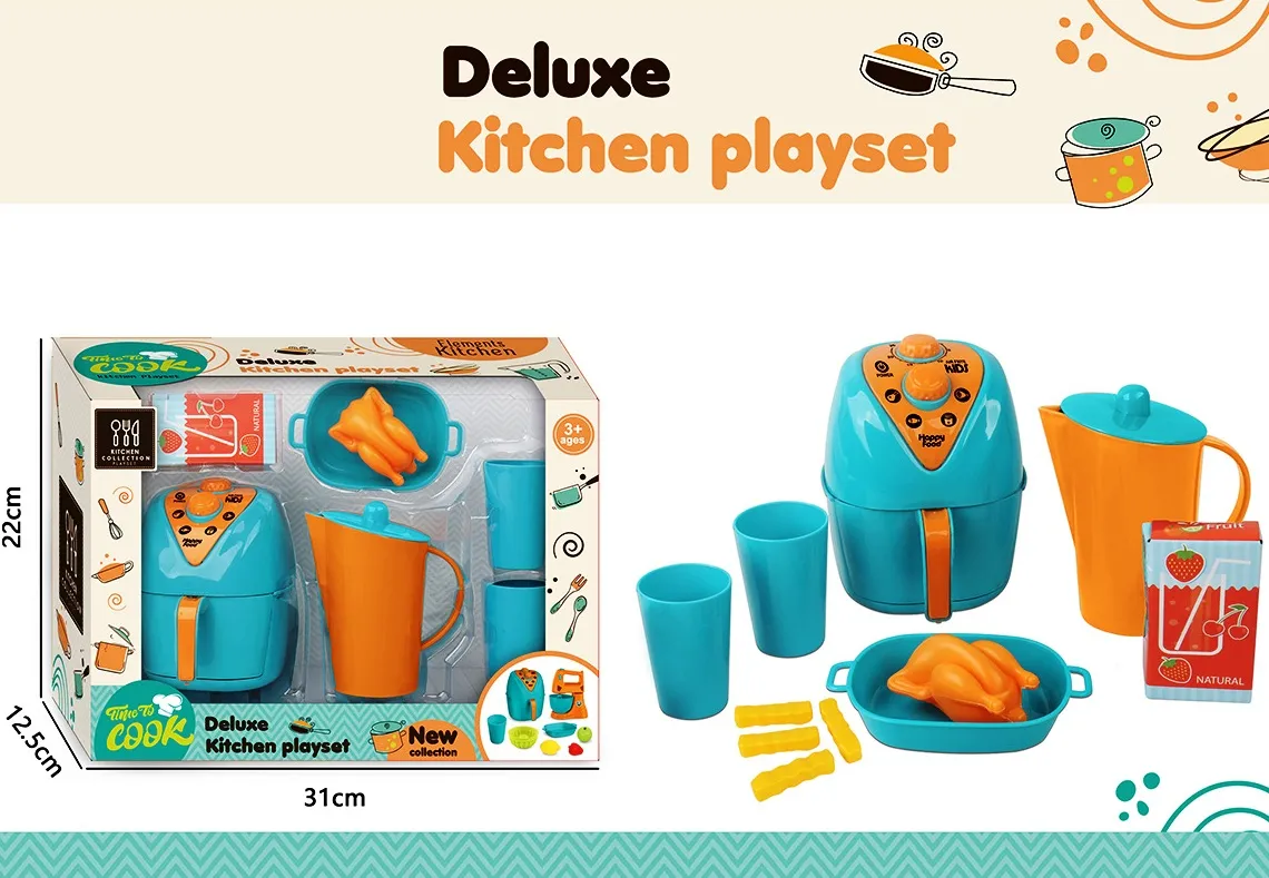 Детски кухненски комплект с еър фрайер, кана и готварски аксесоари 2