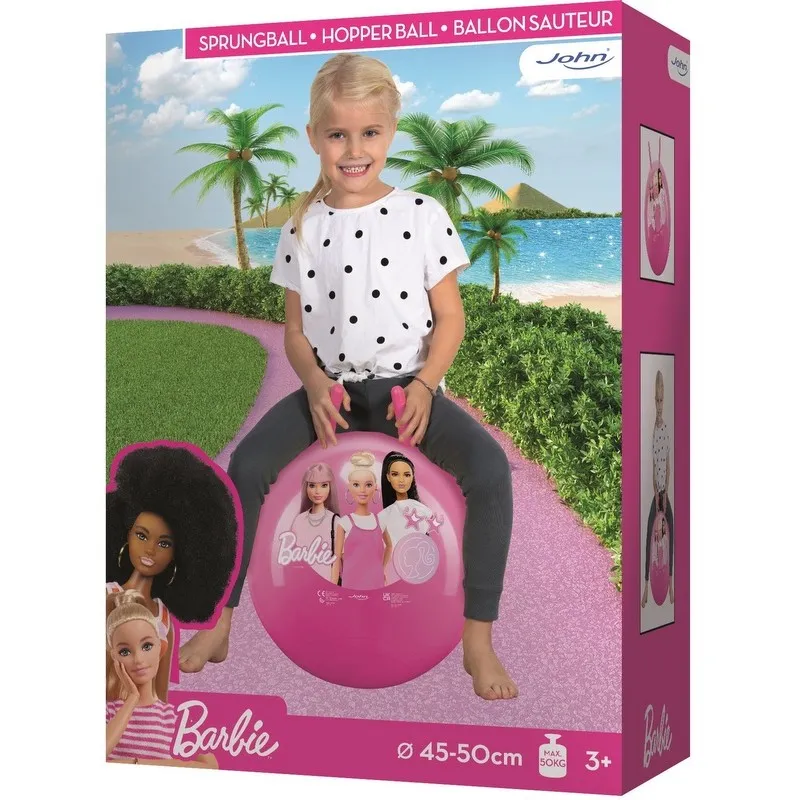 Топка за скачане Barbie, 50см, с дръжки, Барби, JOHN