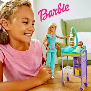 Кукла Barbie Барби - Игрален комплект детски Педиатър 1