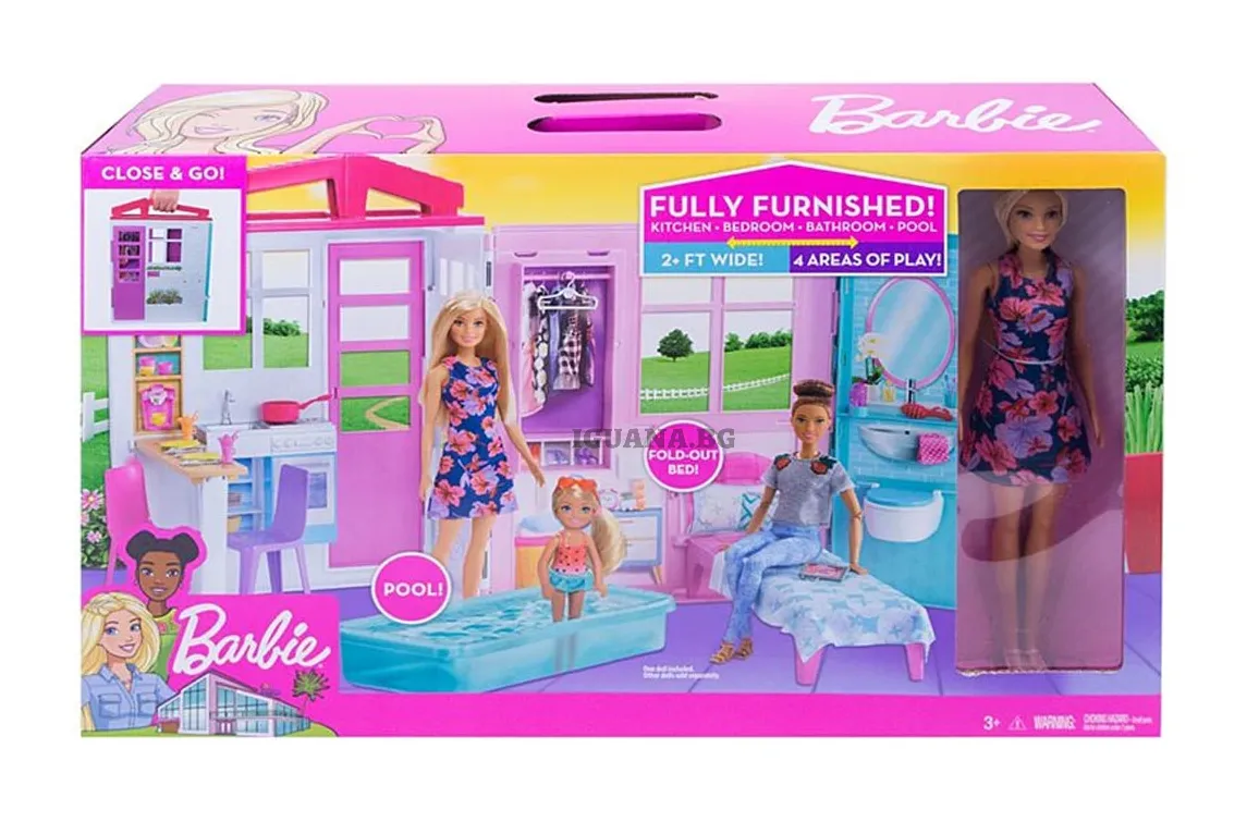Кукла Барби Barbie - Комплект Преносима Къща с басейн и аксесоари  4
