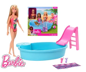 Кукла Барби Barbie - Комплект Басейн с водна пързалка 1