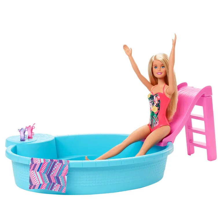 Кукла Барби Barbie - Комплект Басейн с водна пързалка 4