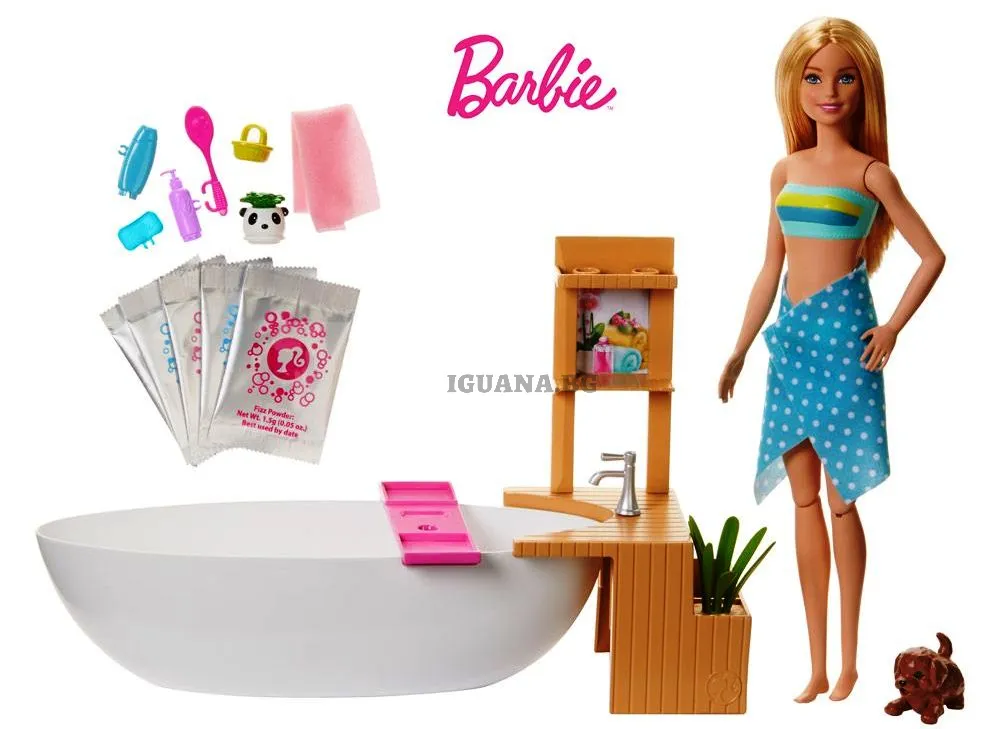 Кукла Барби Barbie - СПА Комплект за игра вана с мехурчета 1